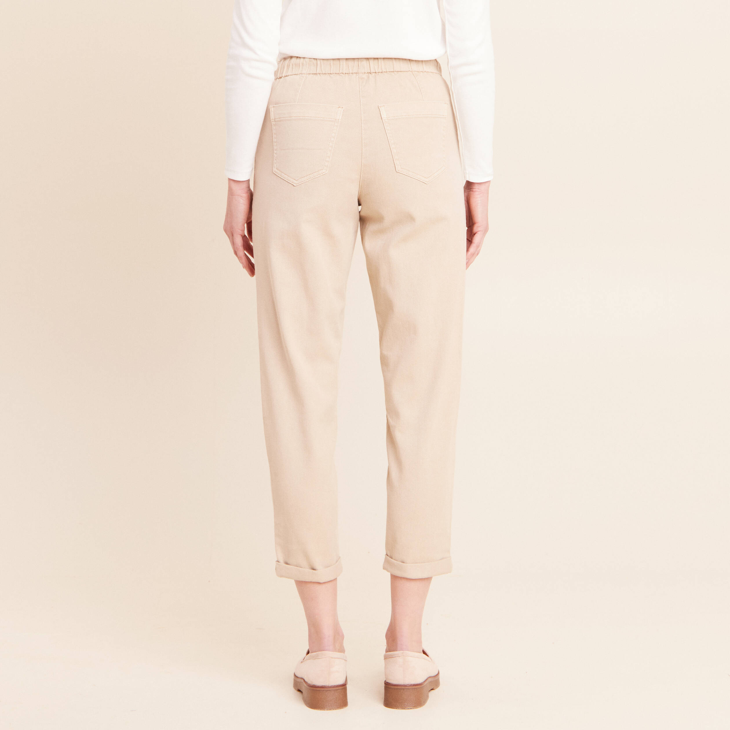 Jean coupe mom 7/8&egrave;me denim beige femme