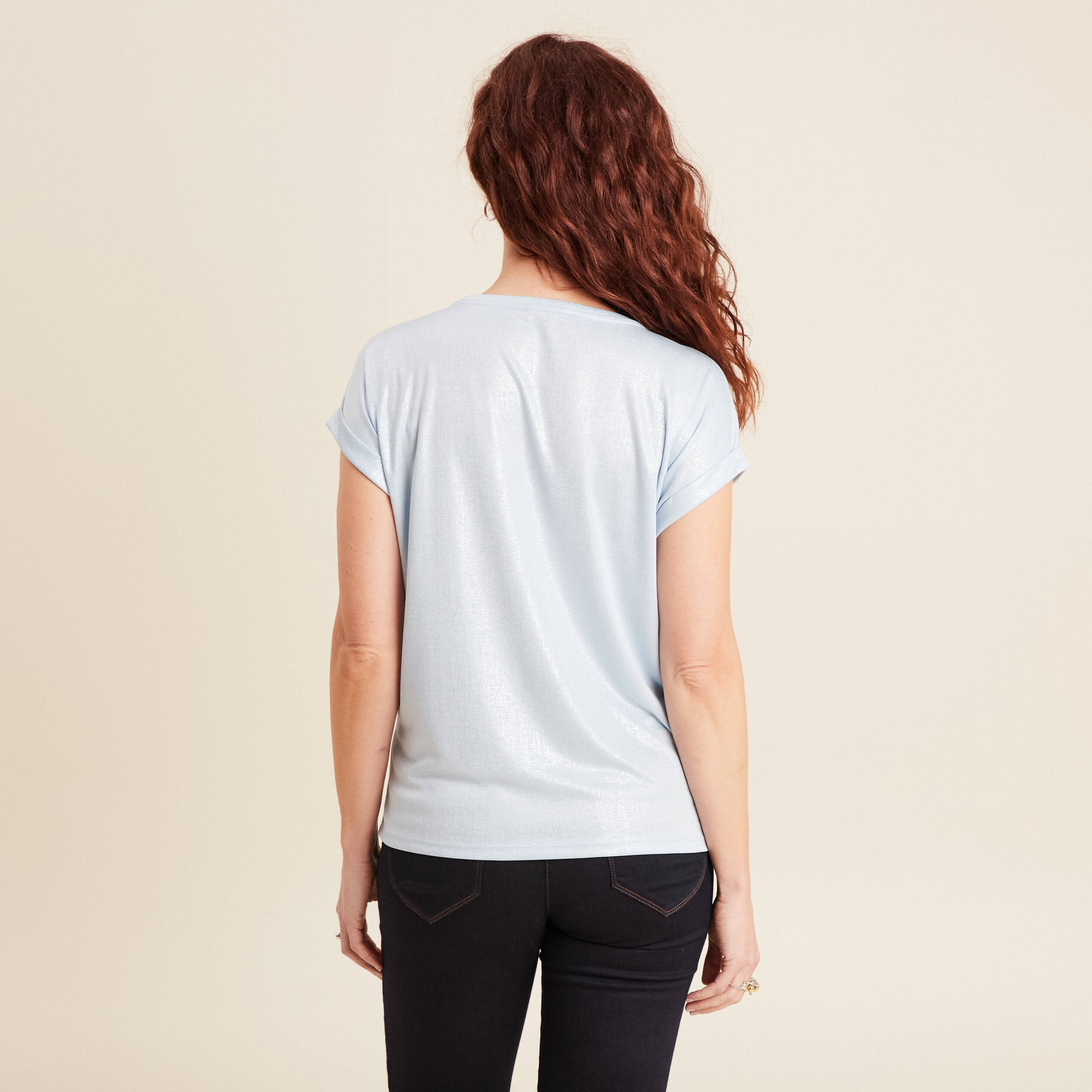 T-shirt manches courtes bleu ciel femme
