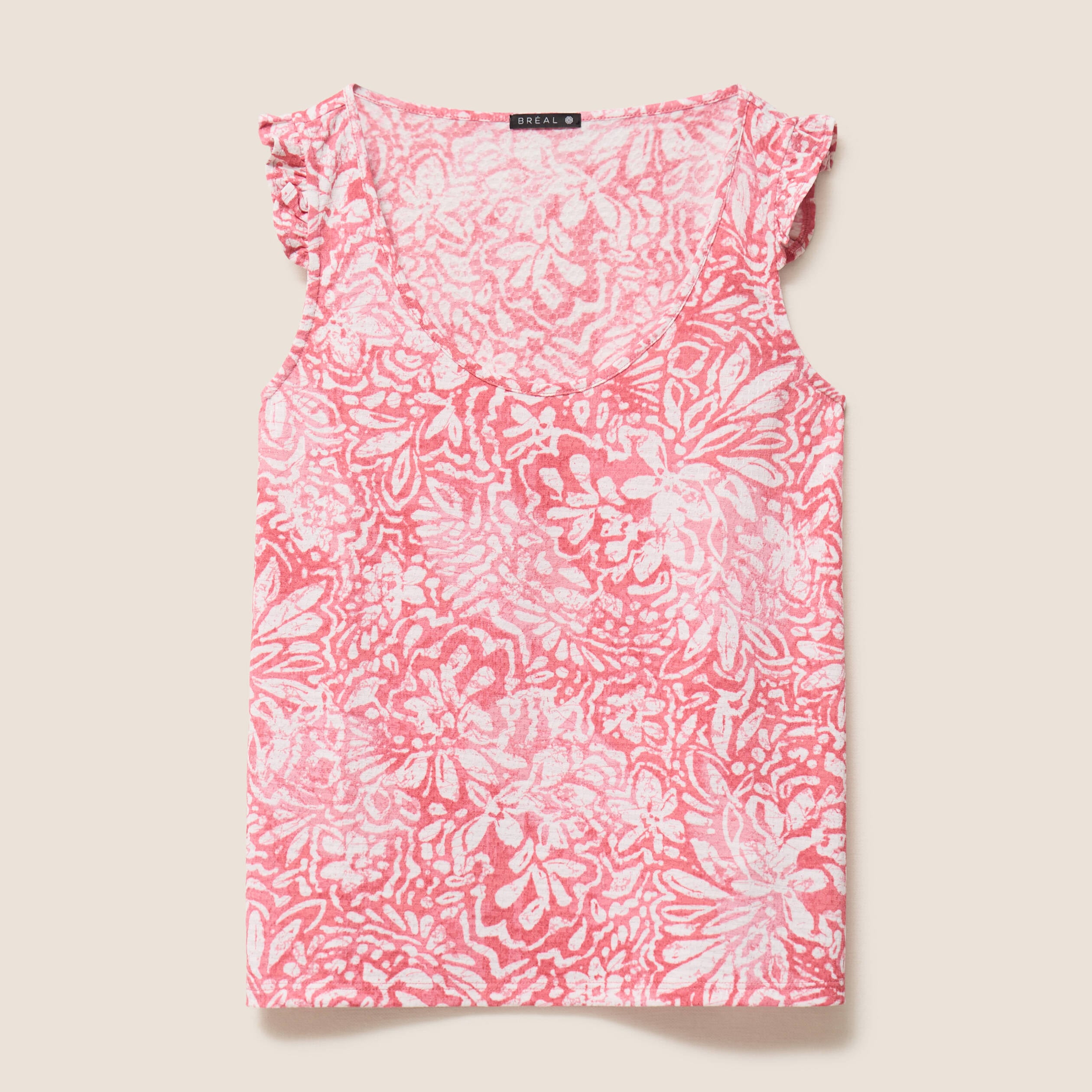 D&eacute;bardeur d&eacute;tails de volants orange corail femme