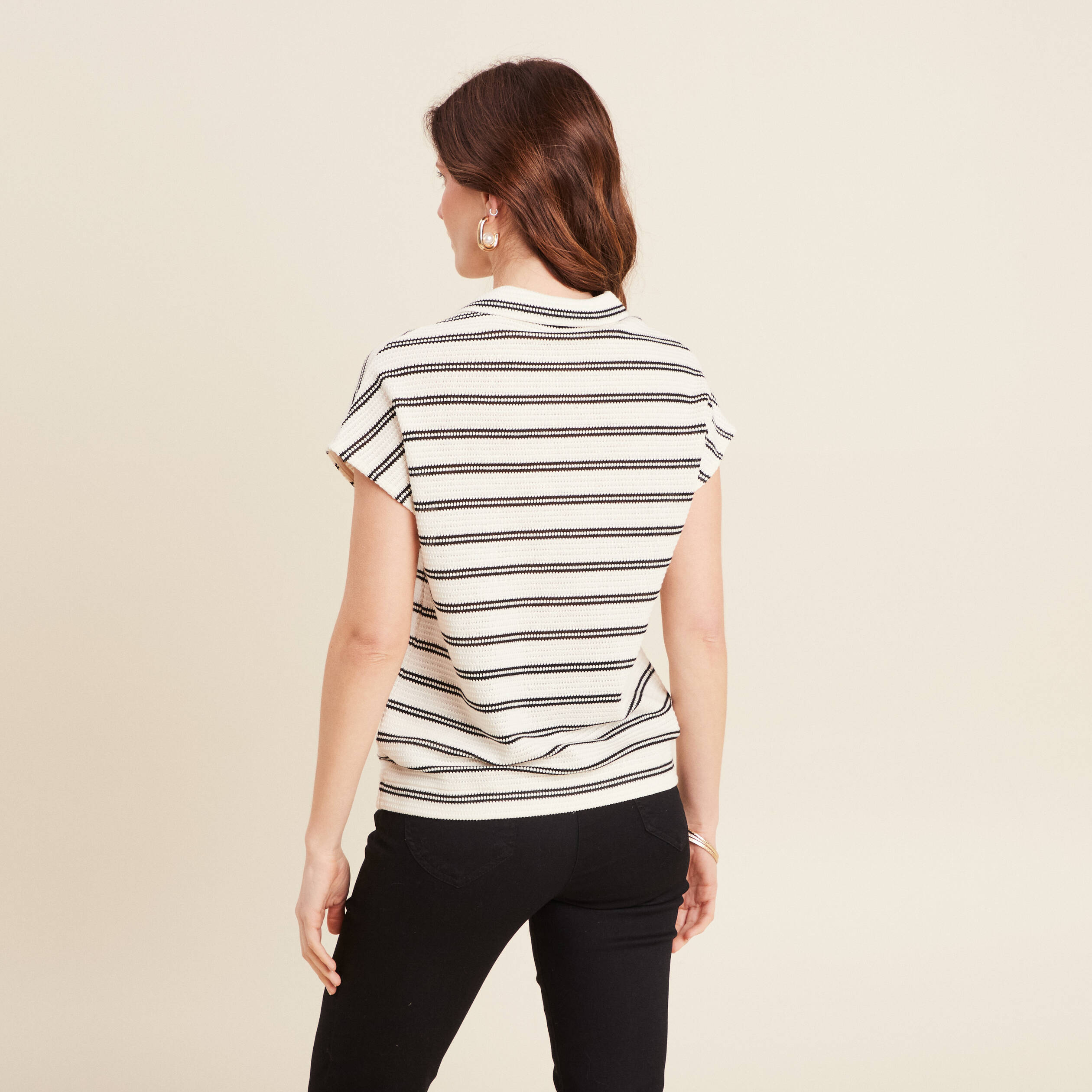 Blouse manches courtes blanc femme