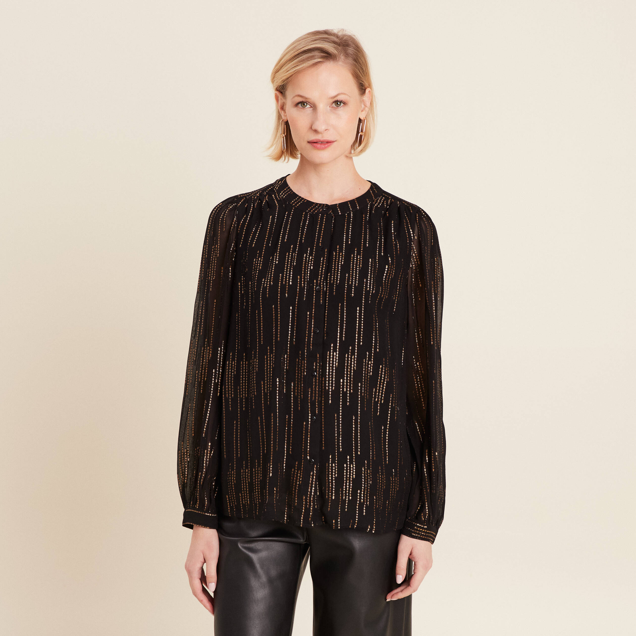 Blouse manches longues couleur or femme