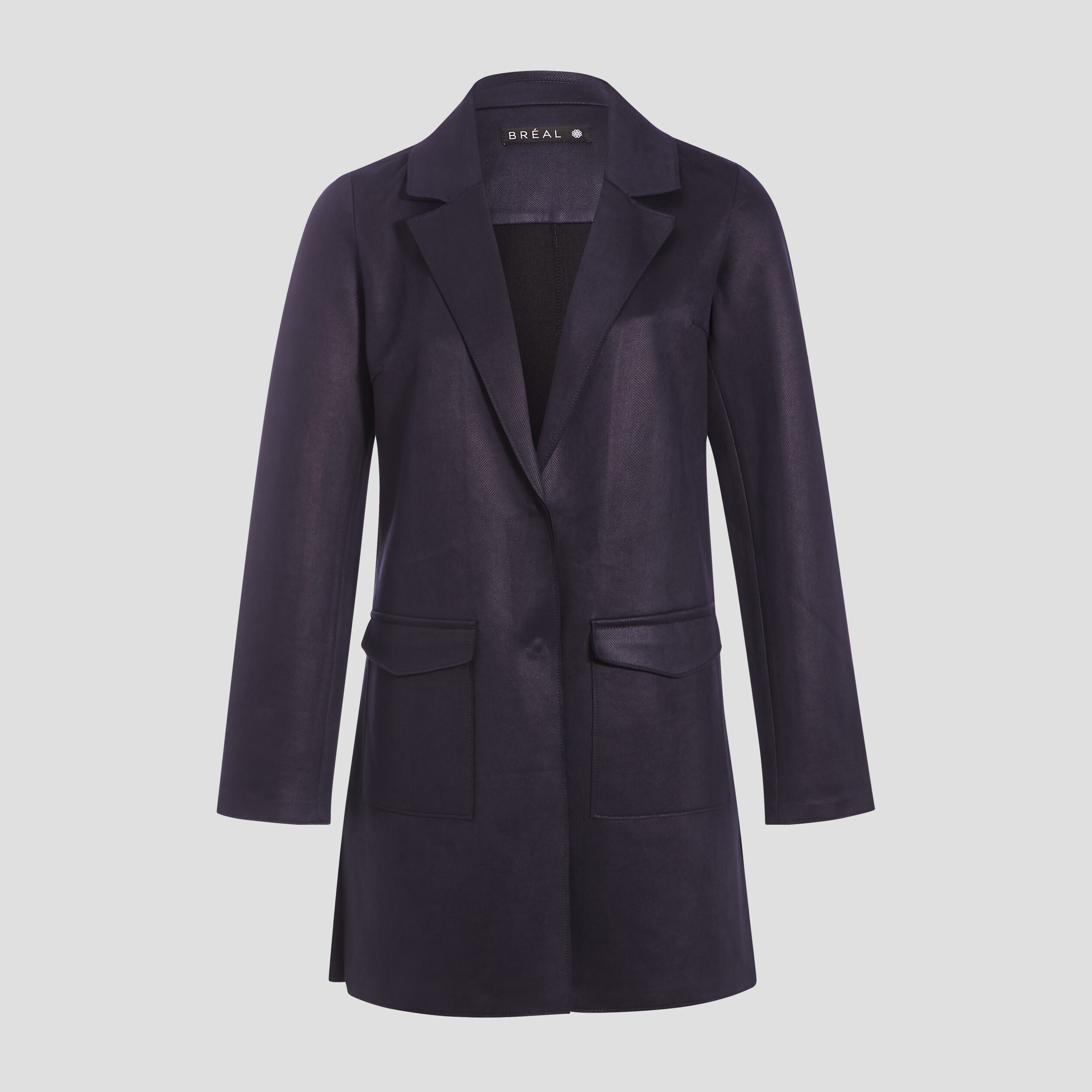 Manteau droit boutonné bleu foncé femme