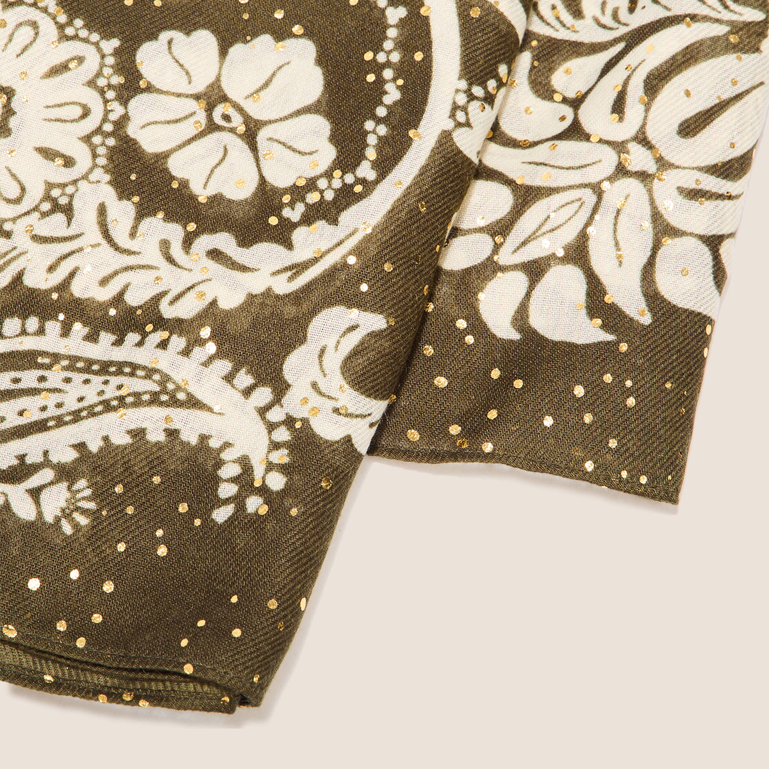 Foulard à paillettes vert kaki femme