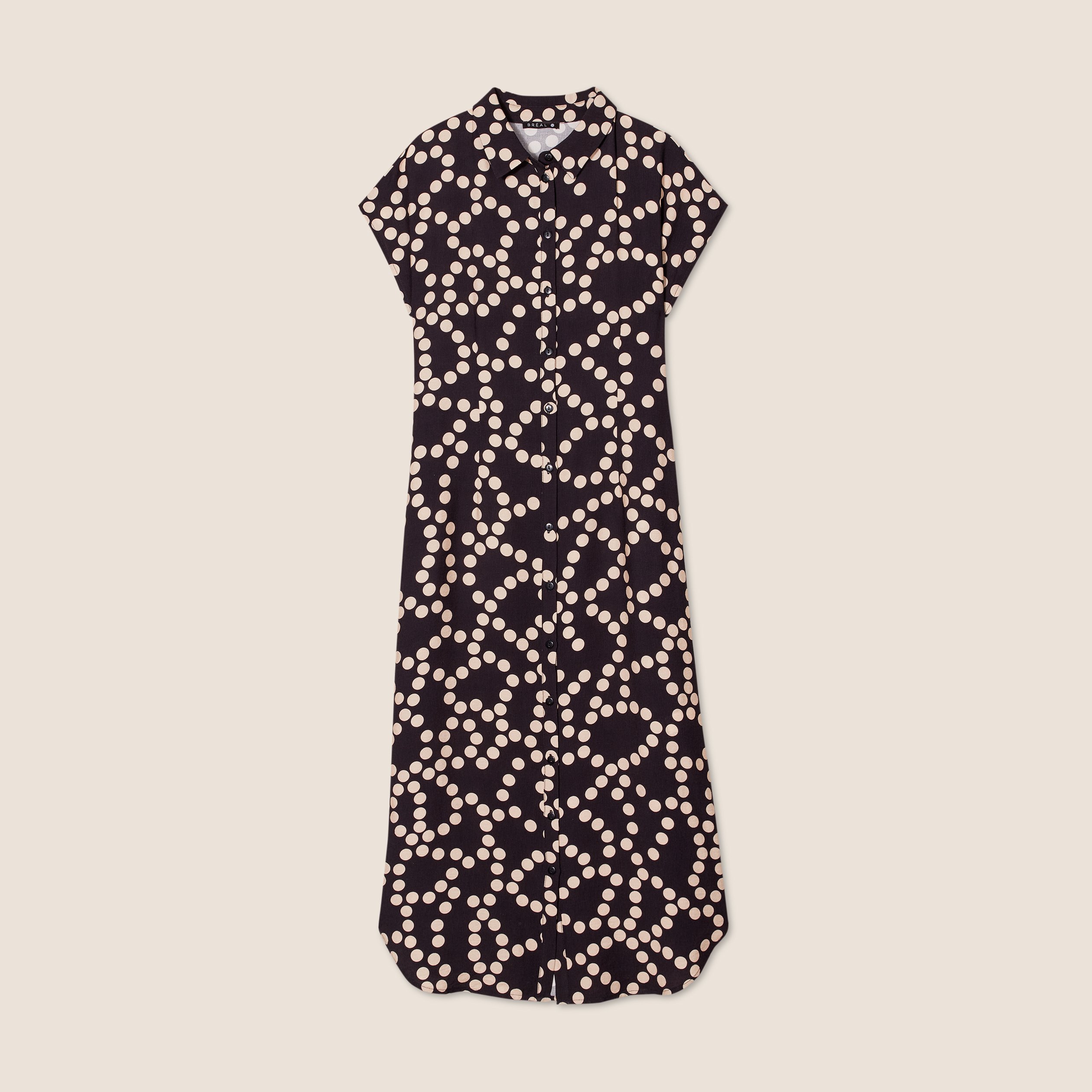 Robe chemise midi ceinturée noir femme