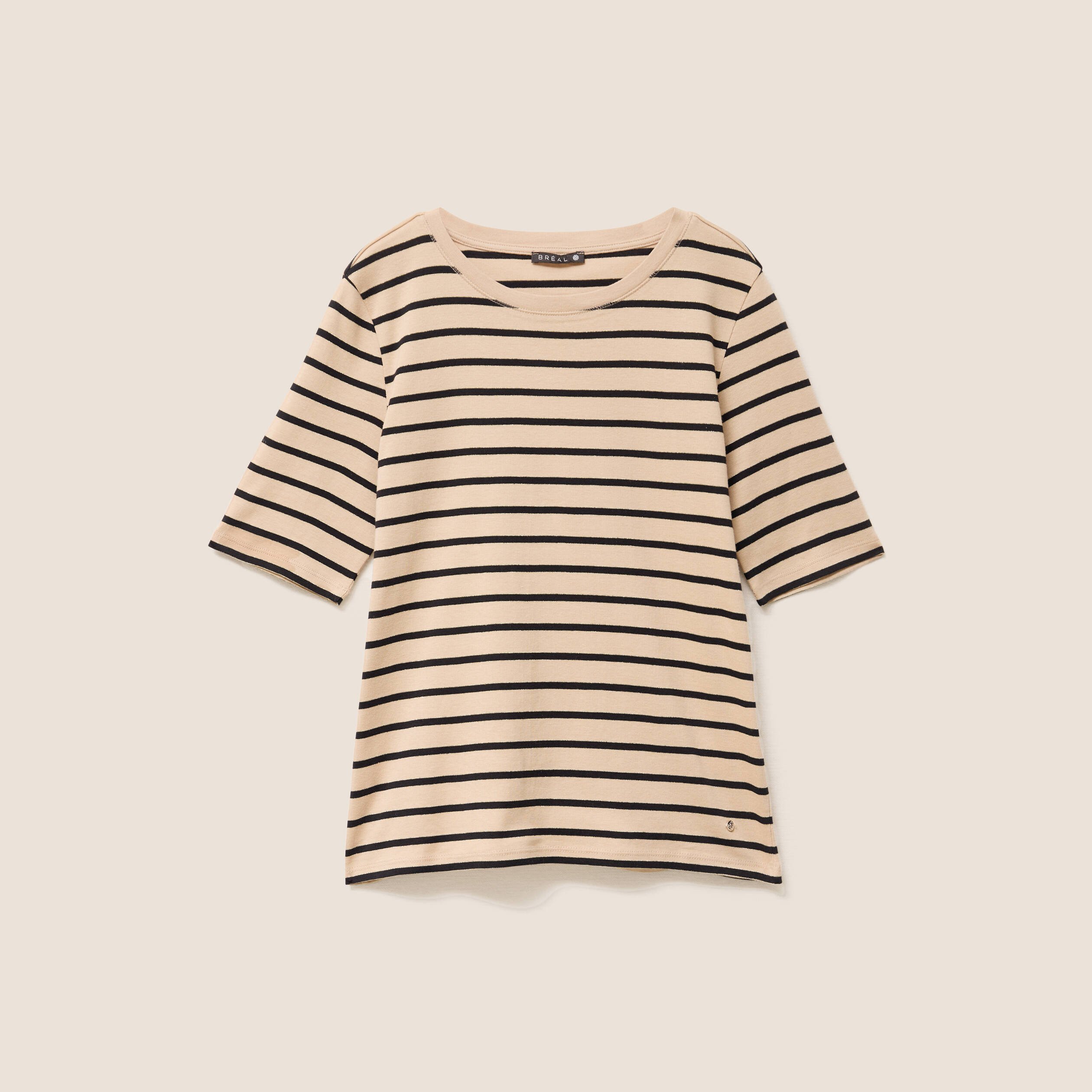 t shirt col rond marron clair femme T-shirt col rond marron clair femme