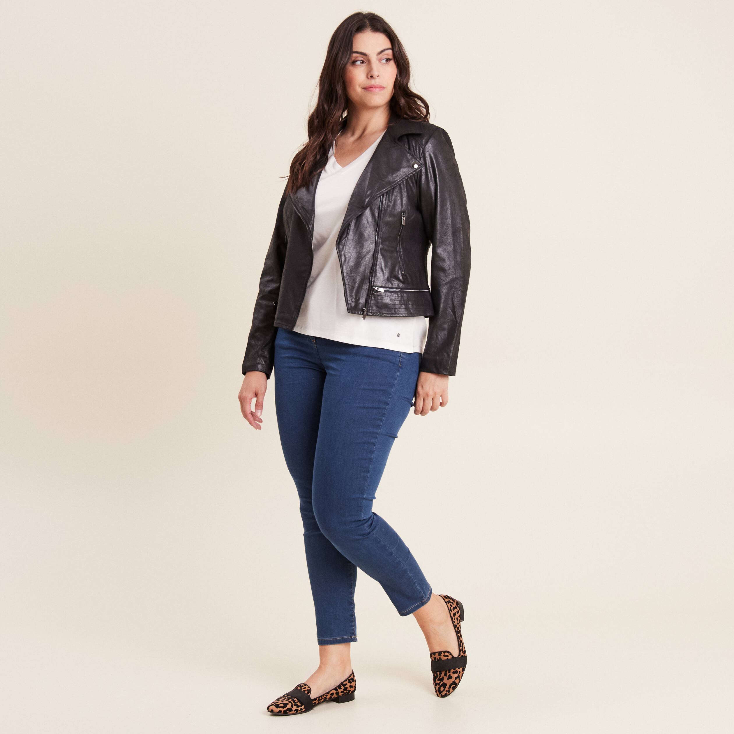 veste esprit motard zippee noir femme Veste esprit motard zippée noir femme