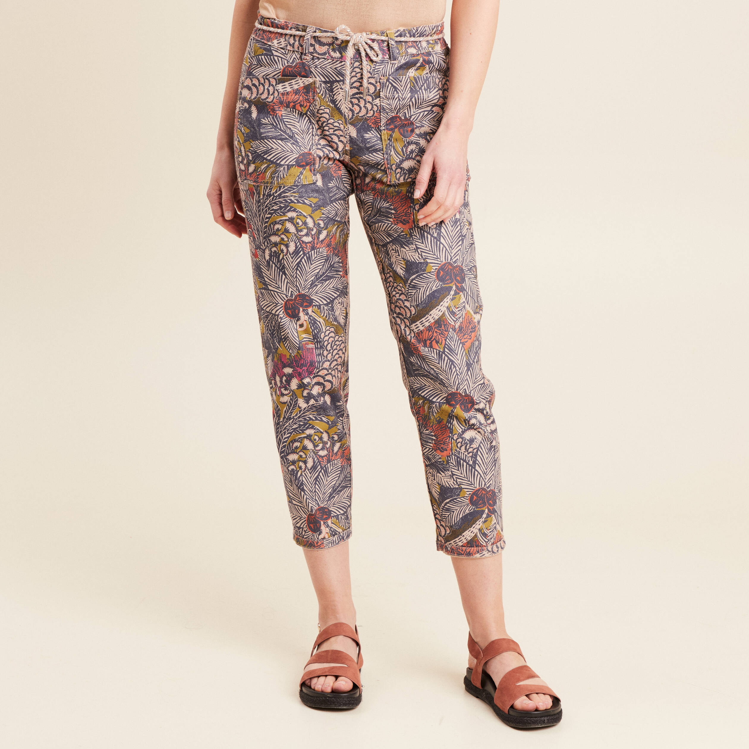 Pantalon droit réversible taupe femme