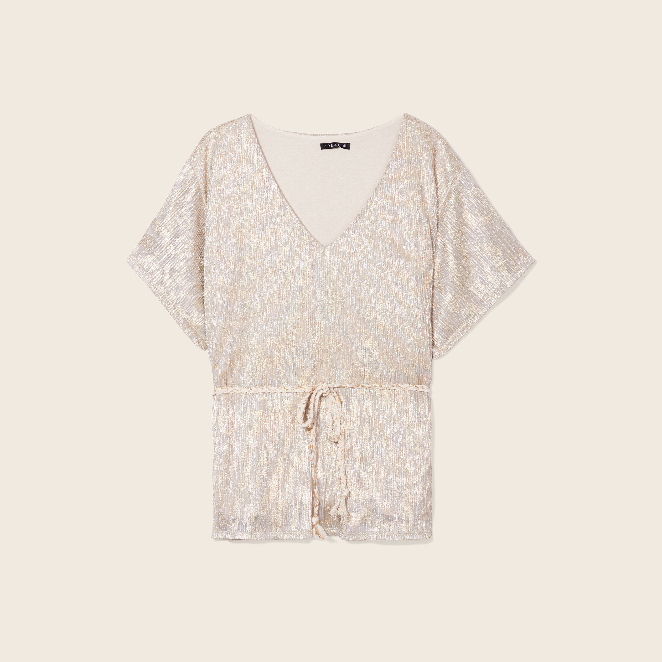 T-shirt manches courtes beige femme