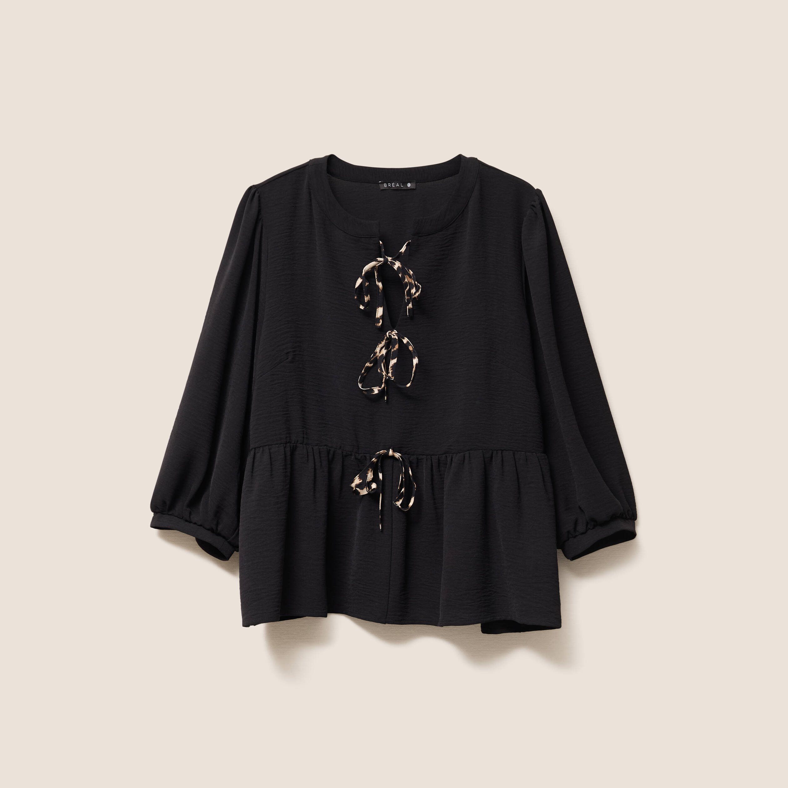 blouse ample col rond manches 34 noir femme blouse ample col rond manches 3/4 noir femme