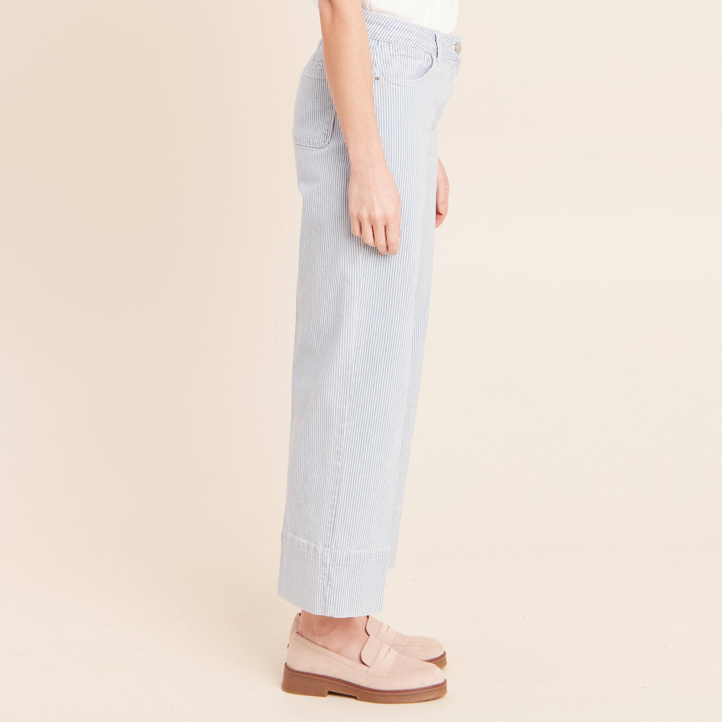 Jean coupe large 7/8&egrave;me bleu femme