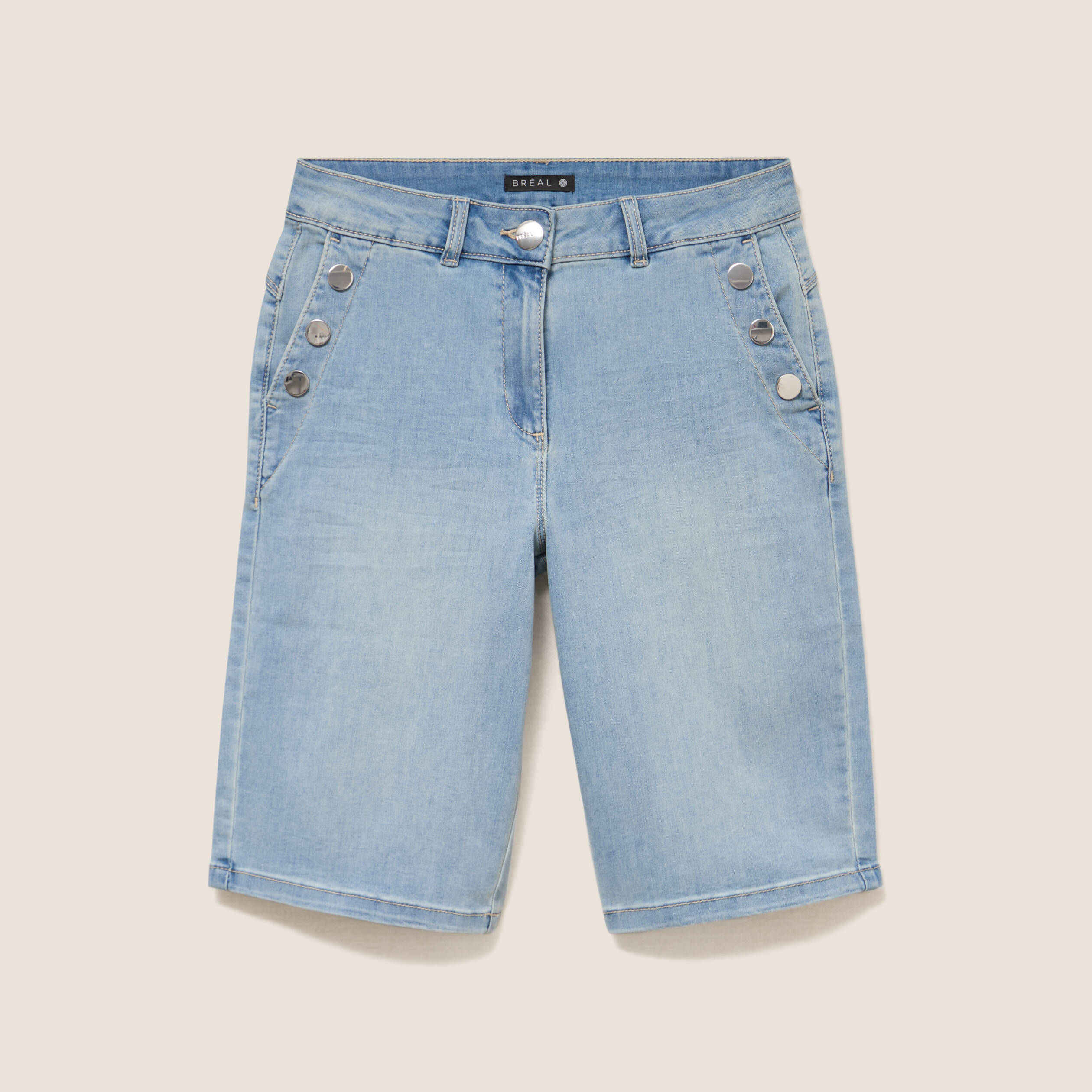 Bermuda ajust&eacute; denim double stone femme