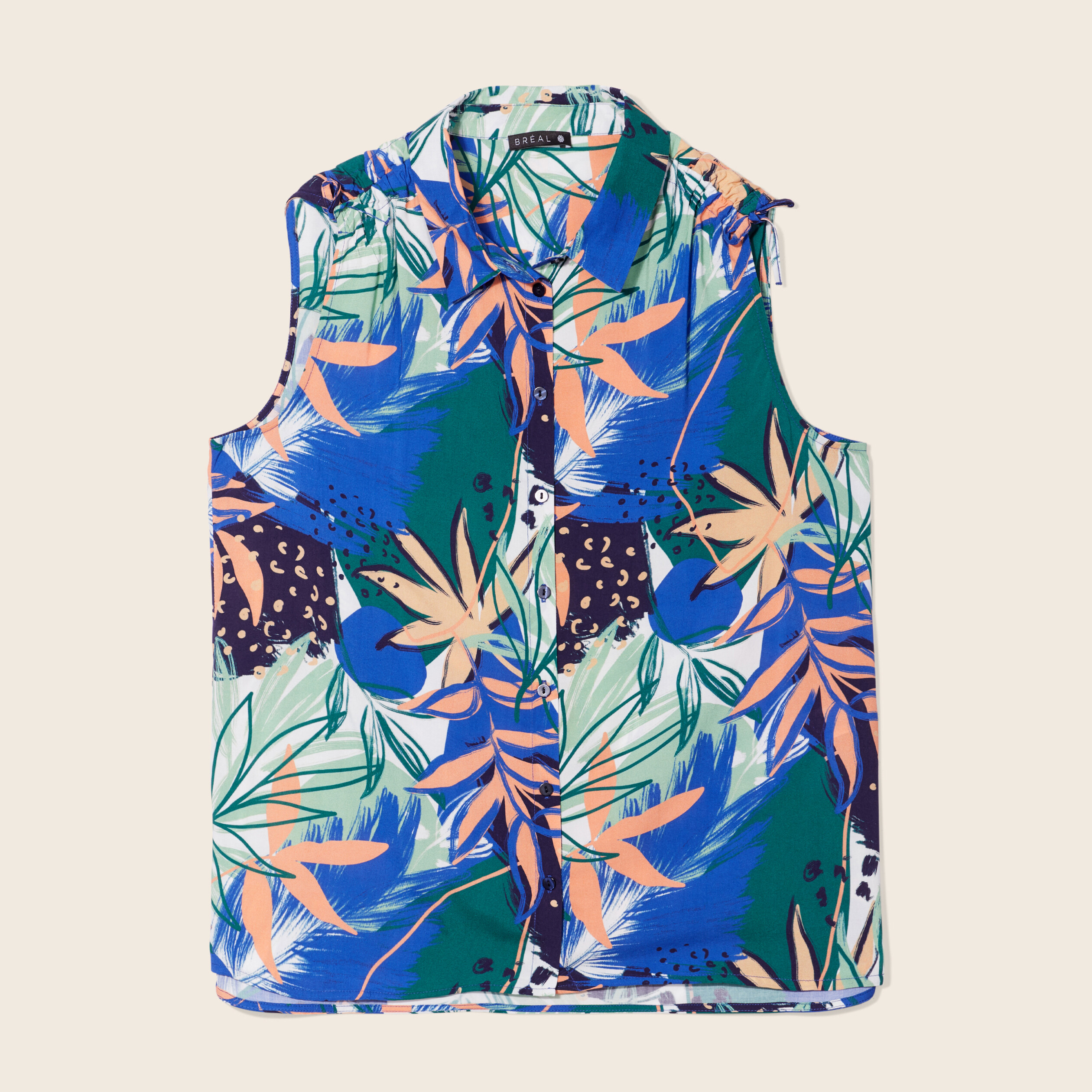 Blouse sans manches bleu femme