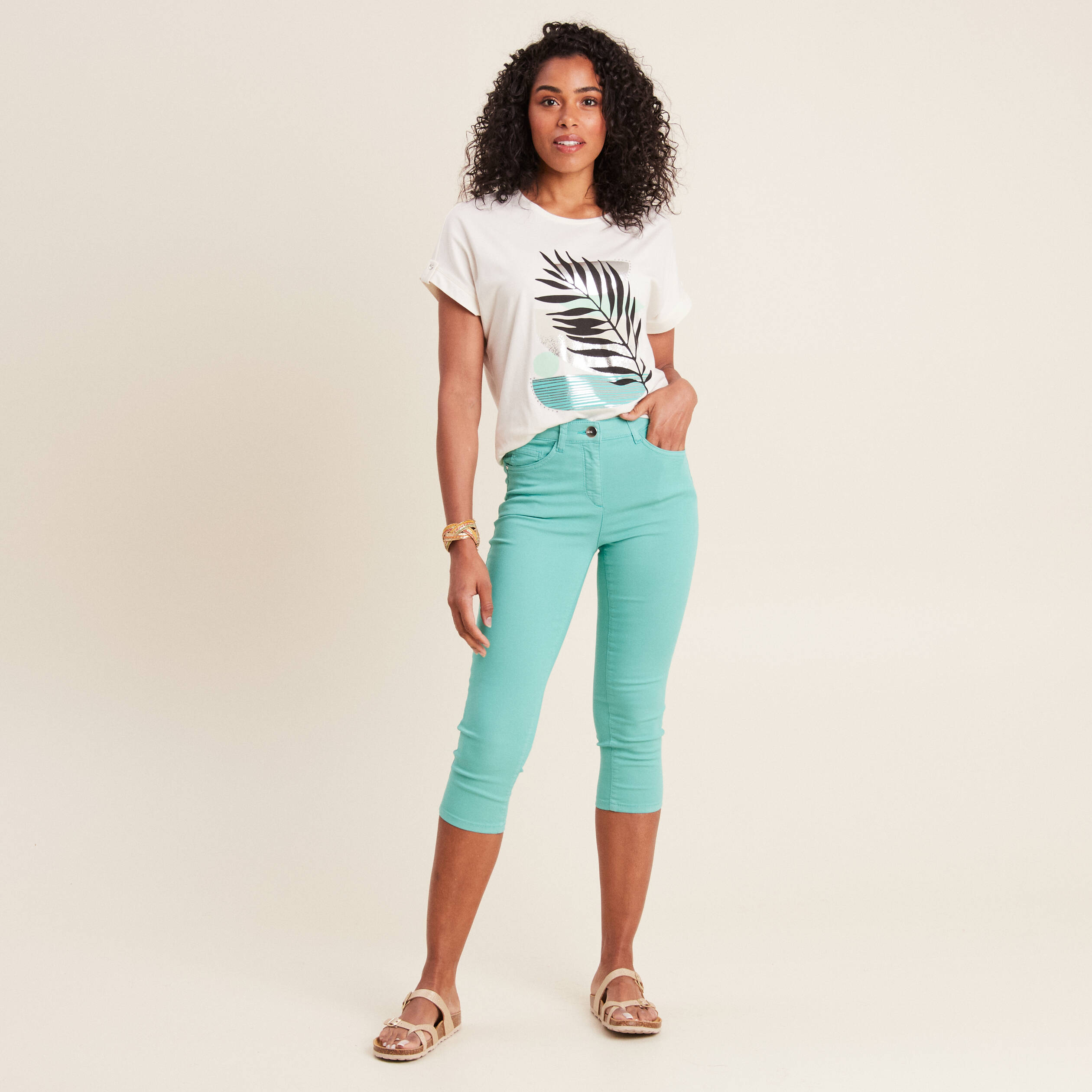 Pantacourt magique Le L&eacute;ger coupe droite vert &eacute;meraude femme