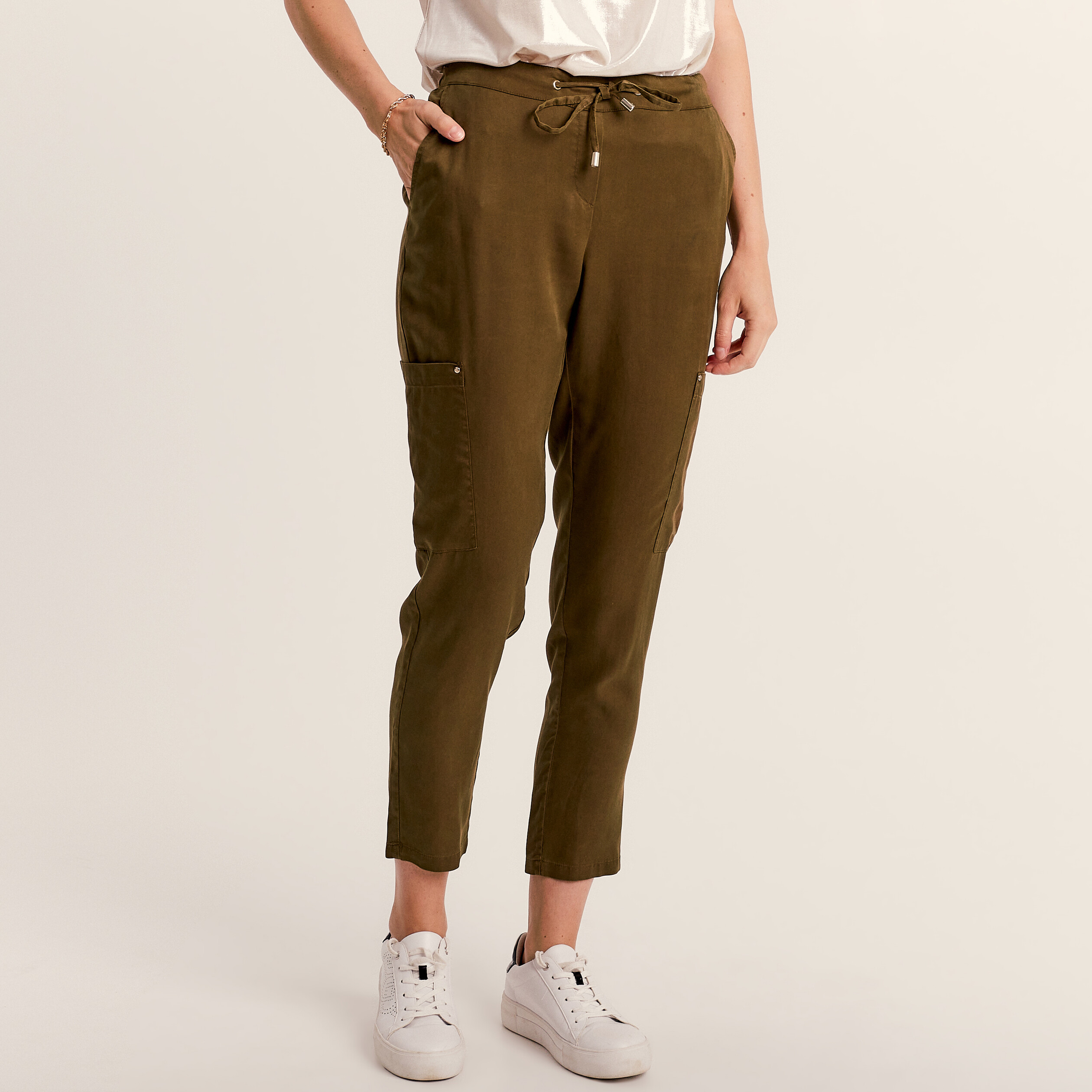 Pantalon large fluide vert femme