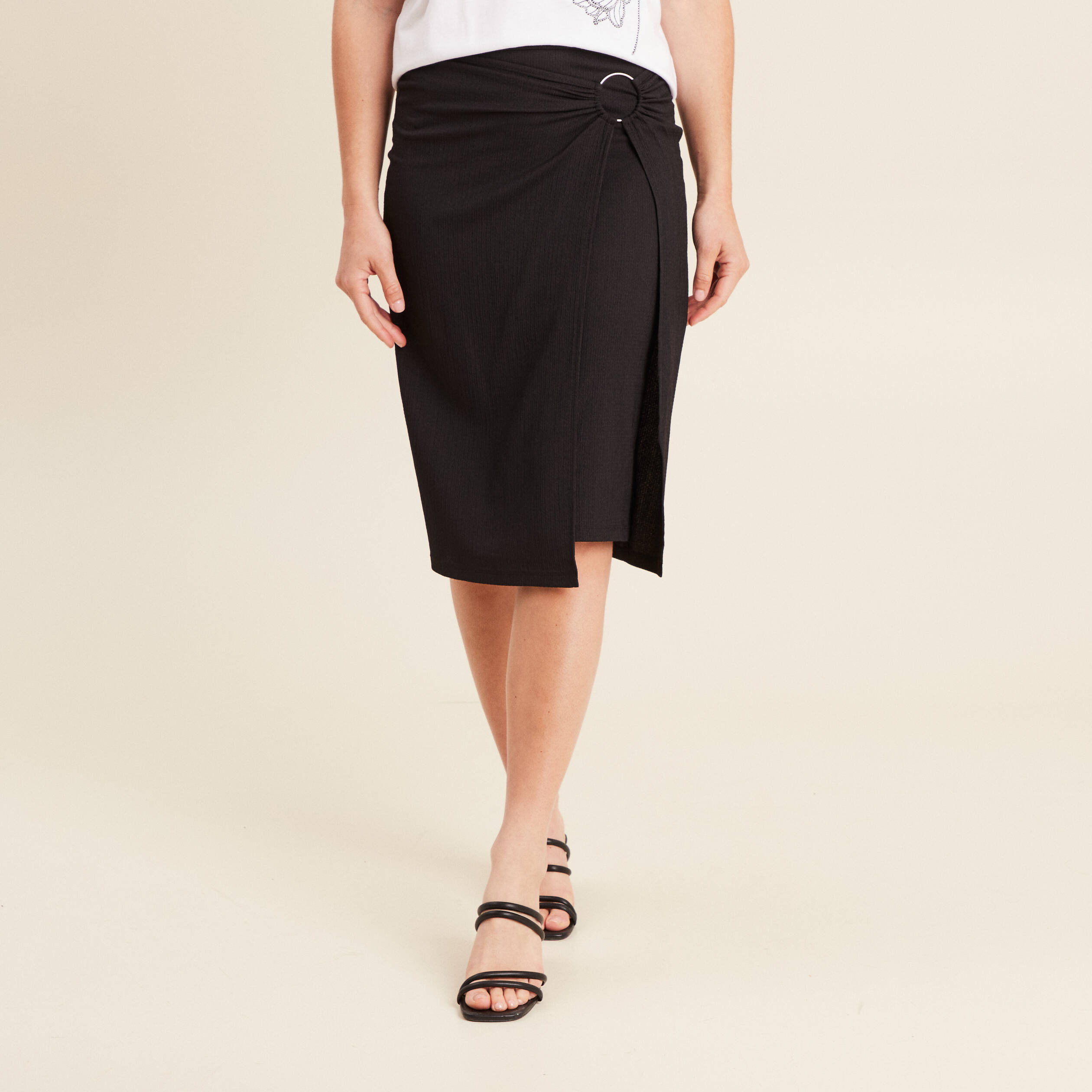 jupe droite longueur genou noir femme Jupe droite longueur genou noir femme