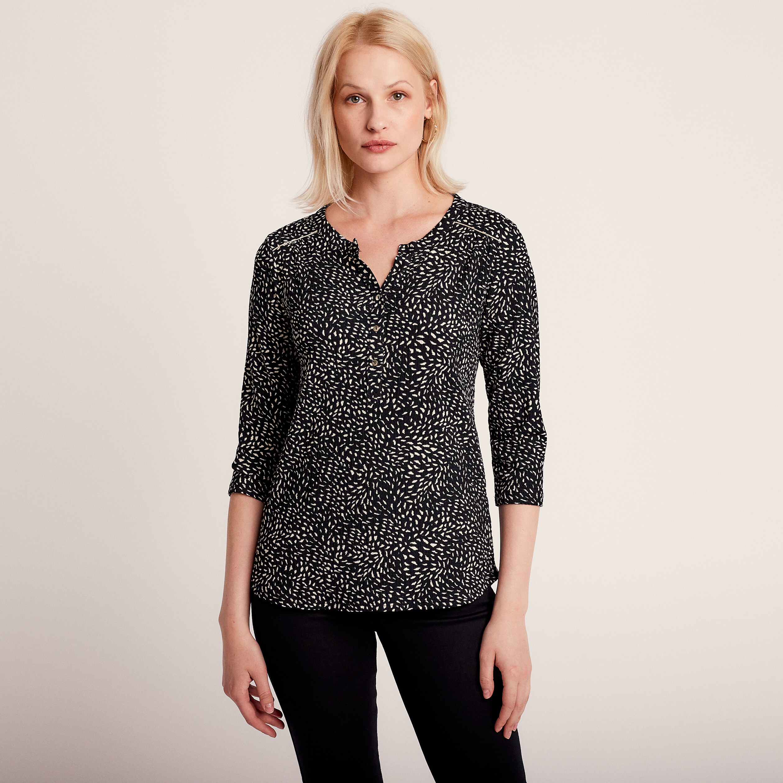T-shirt manches 3/4 noir femme