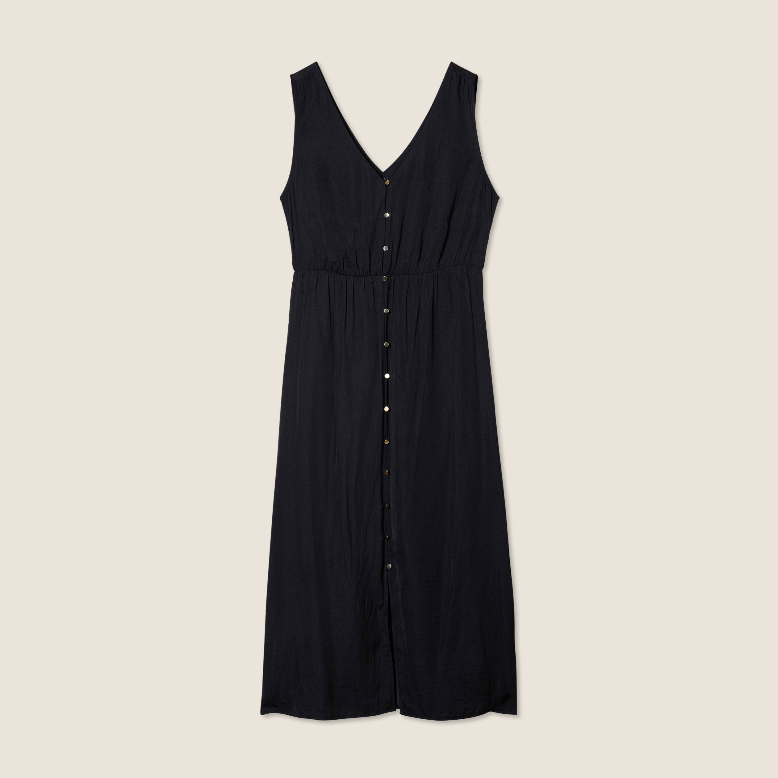 Robe midi évasée satin noir femme