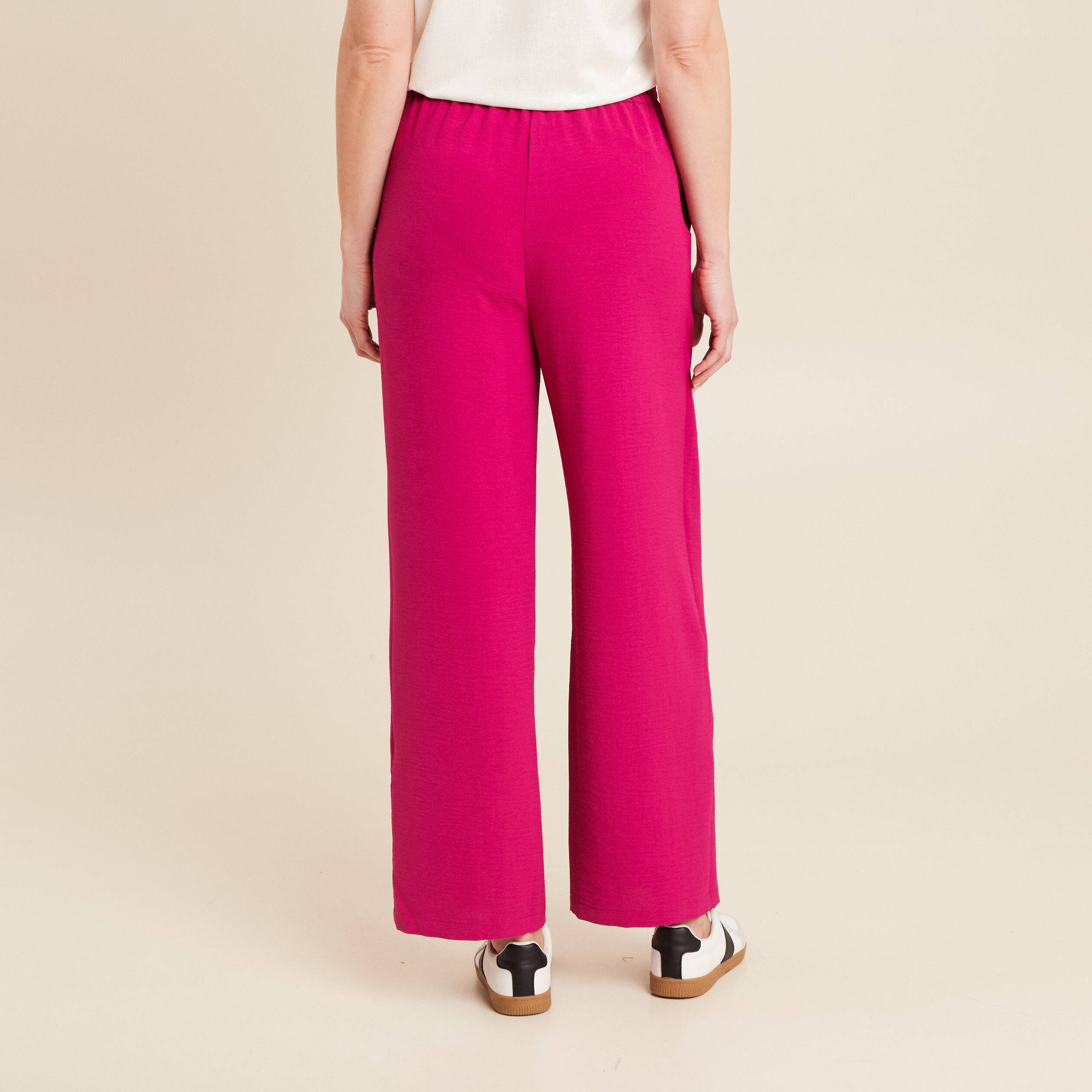 Pantalon coupe large portefeuille rose fushia femme