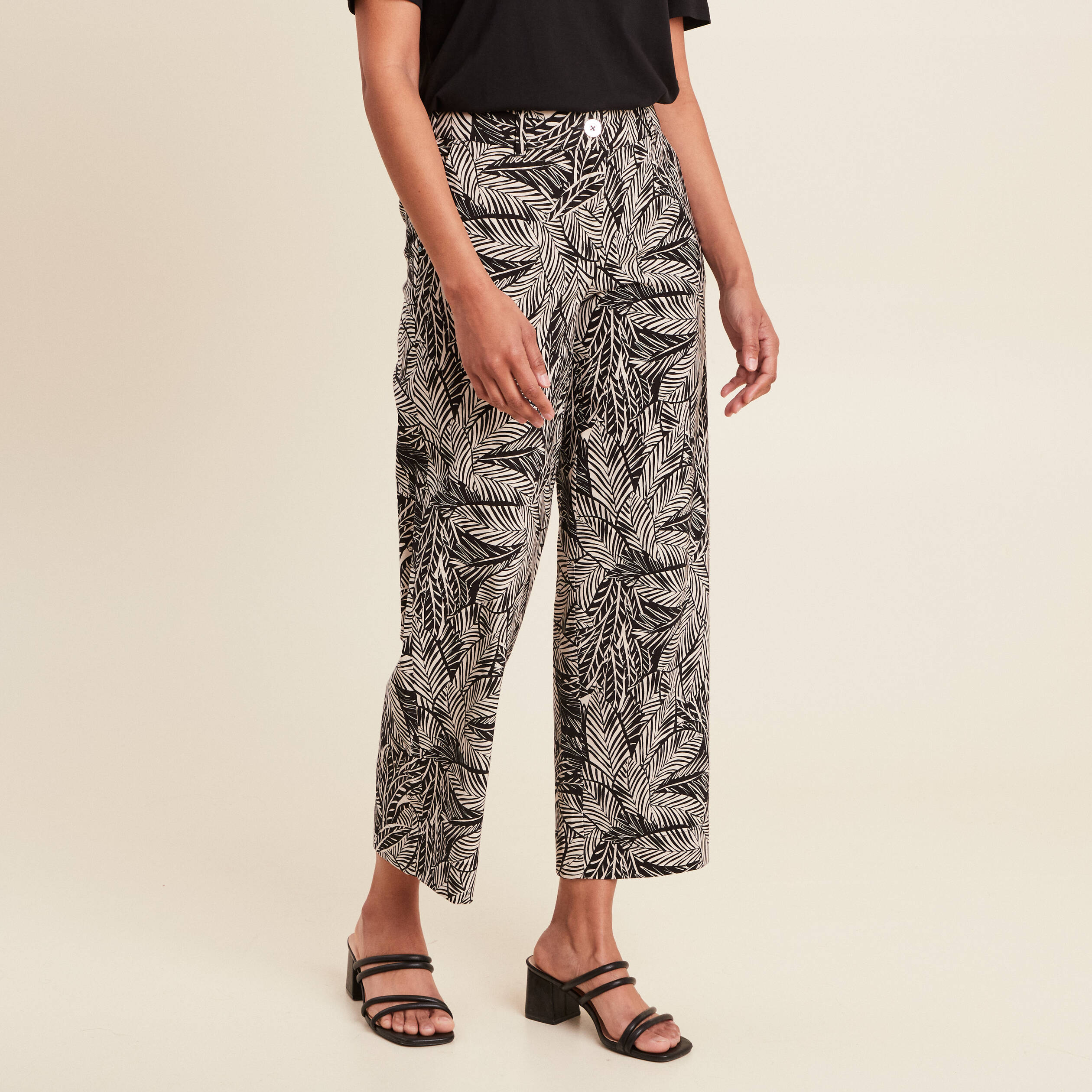 Pantalon large 7/8ème noir femme