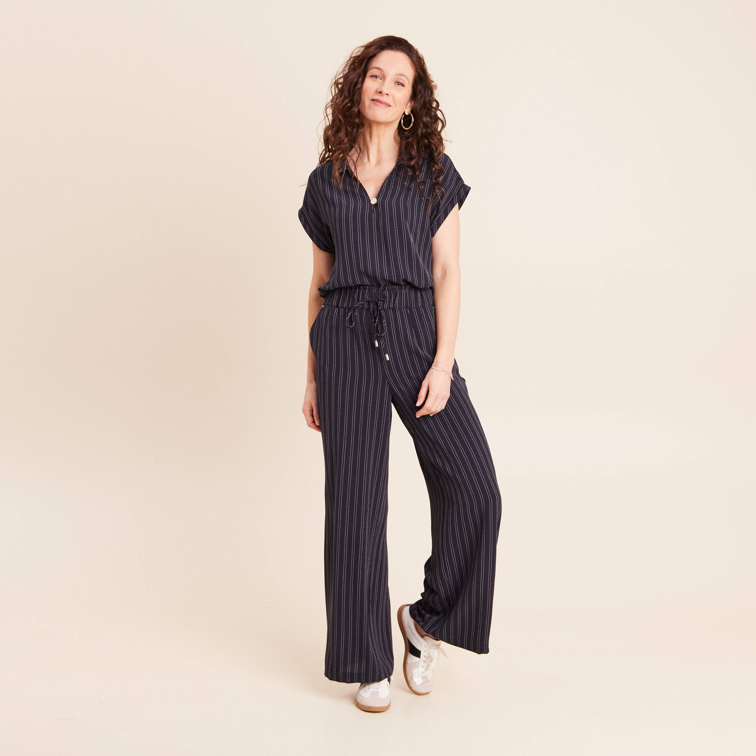 Blouse fluide manches courtes bleu femme