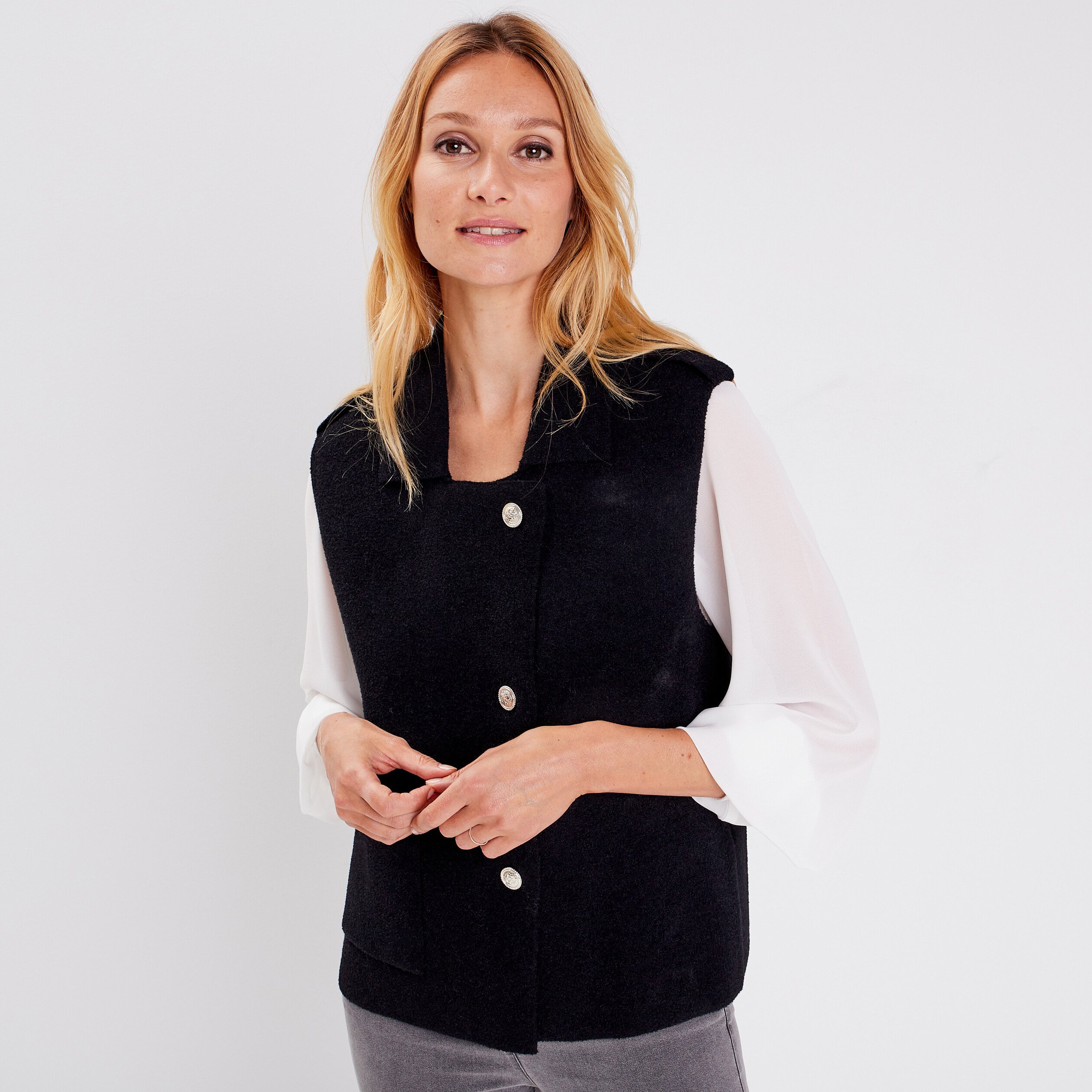 Gilet sans manches noir femme