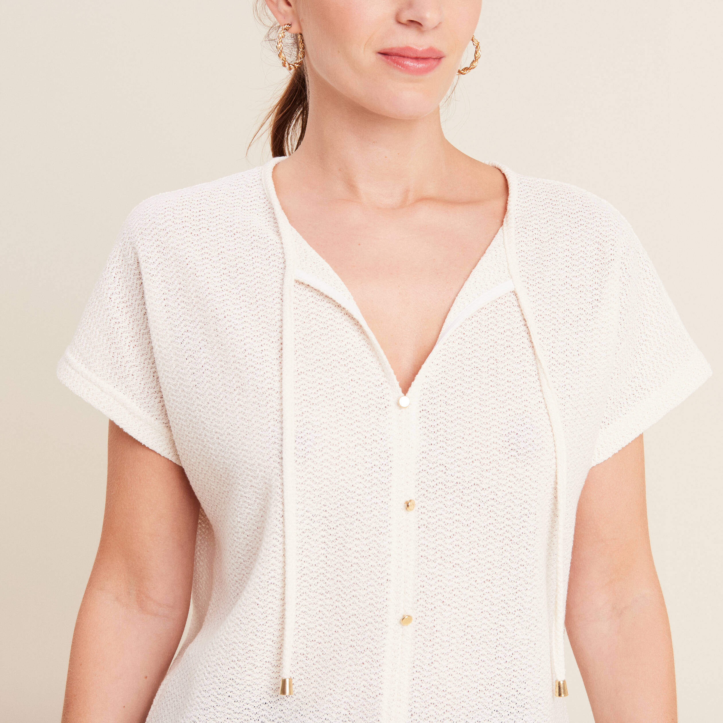T-shirt manches courtes ecru femme
