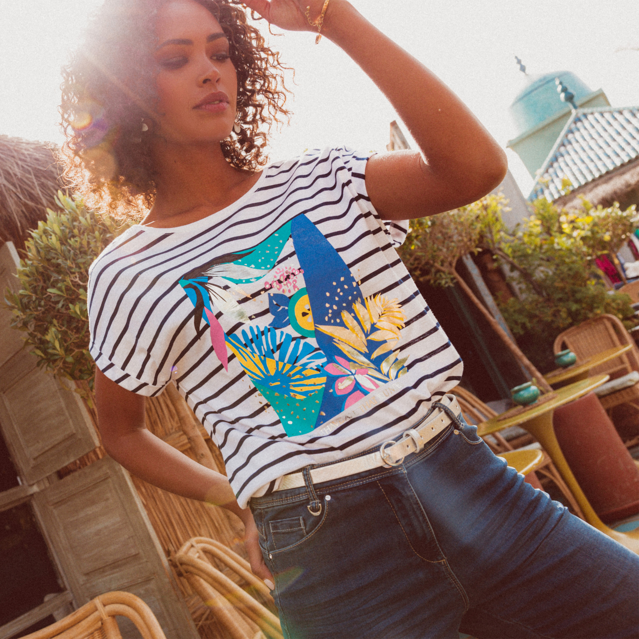 T-shirt manches courtes ecru femme
