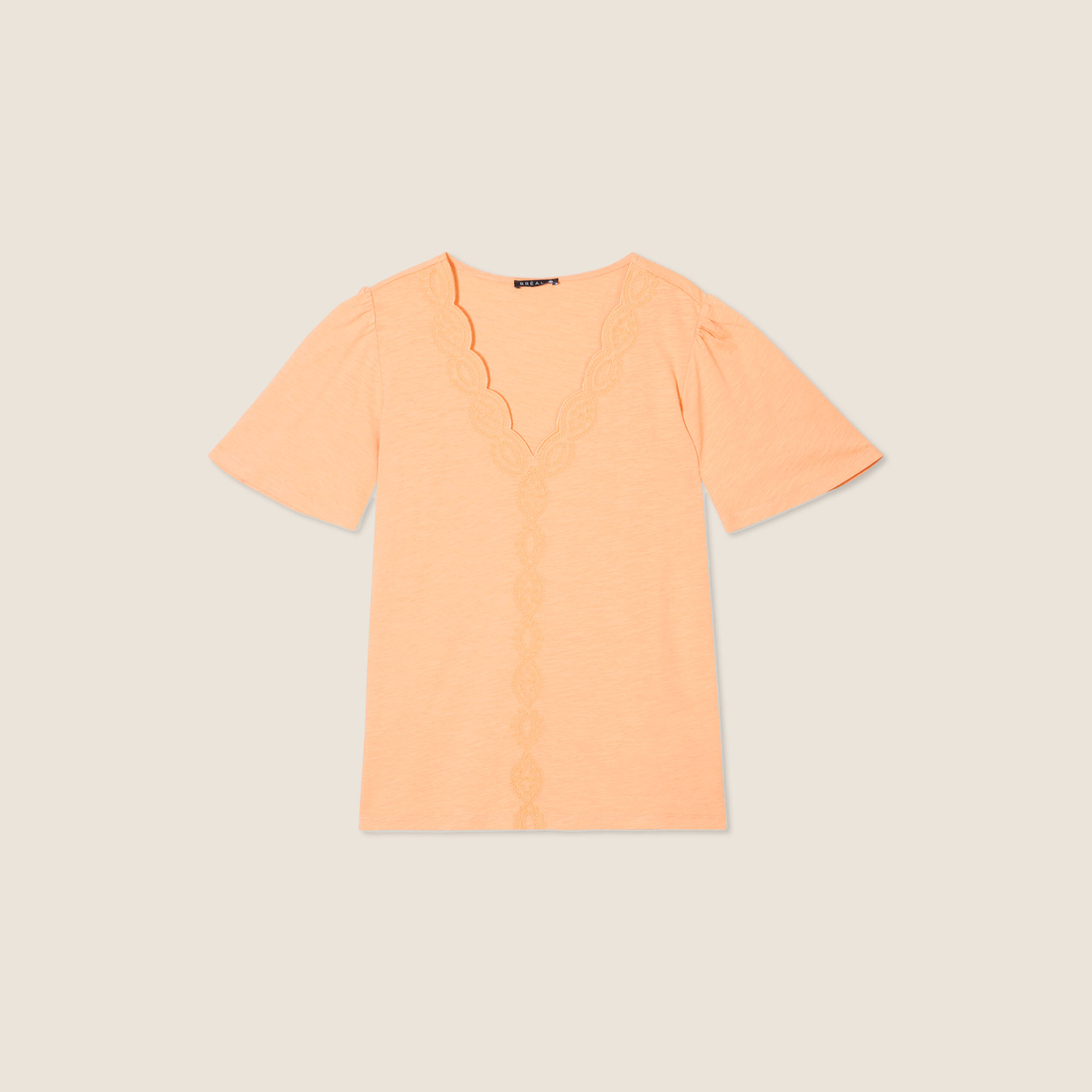 T-shirt manches courtes orange clair femme