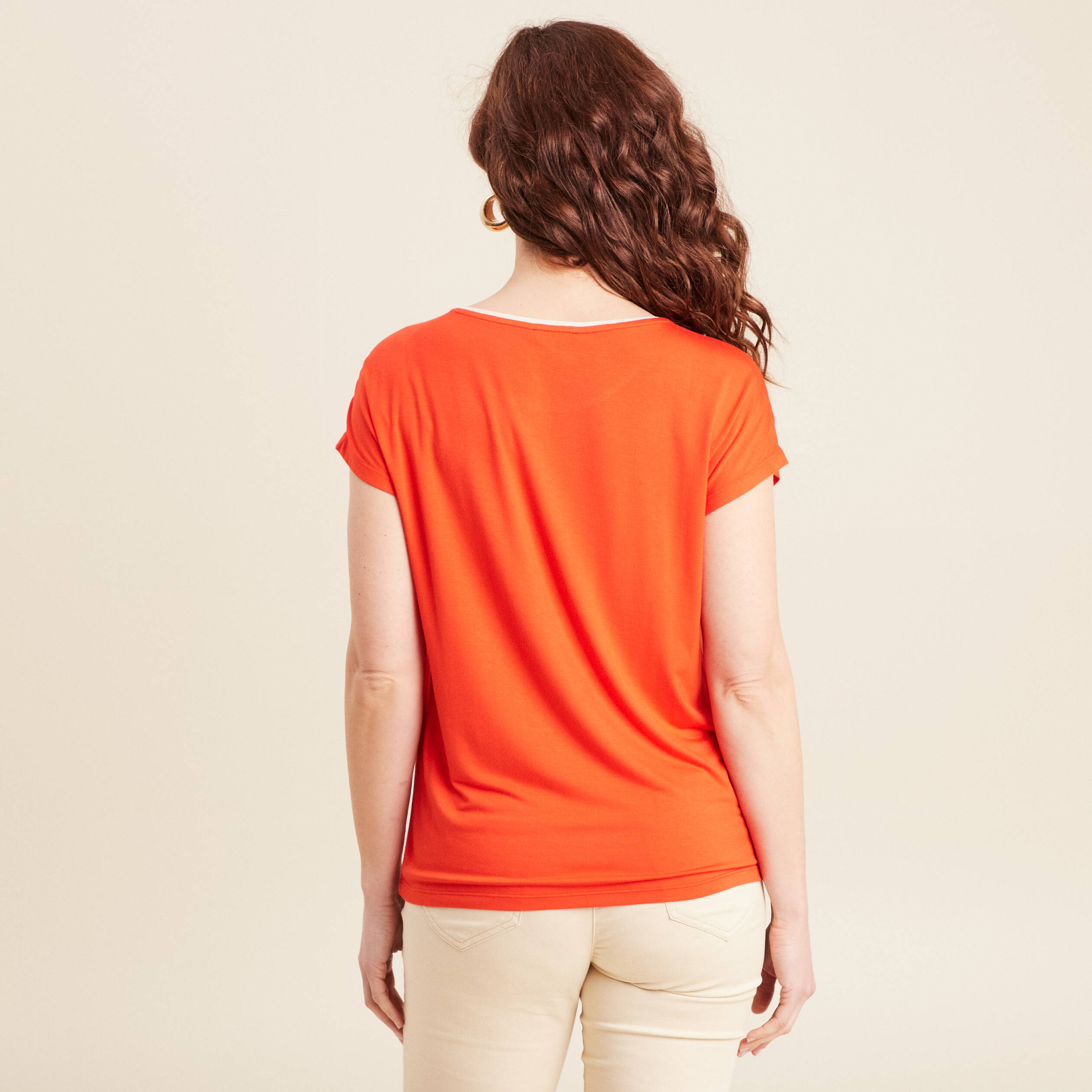 T-shirt manches courtes orange foncé femme
