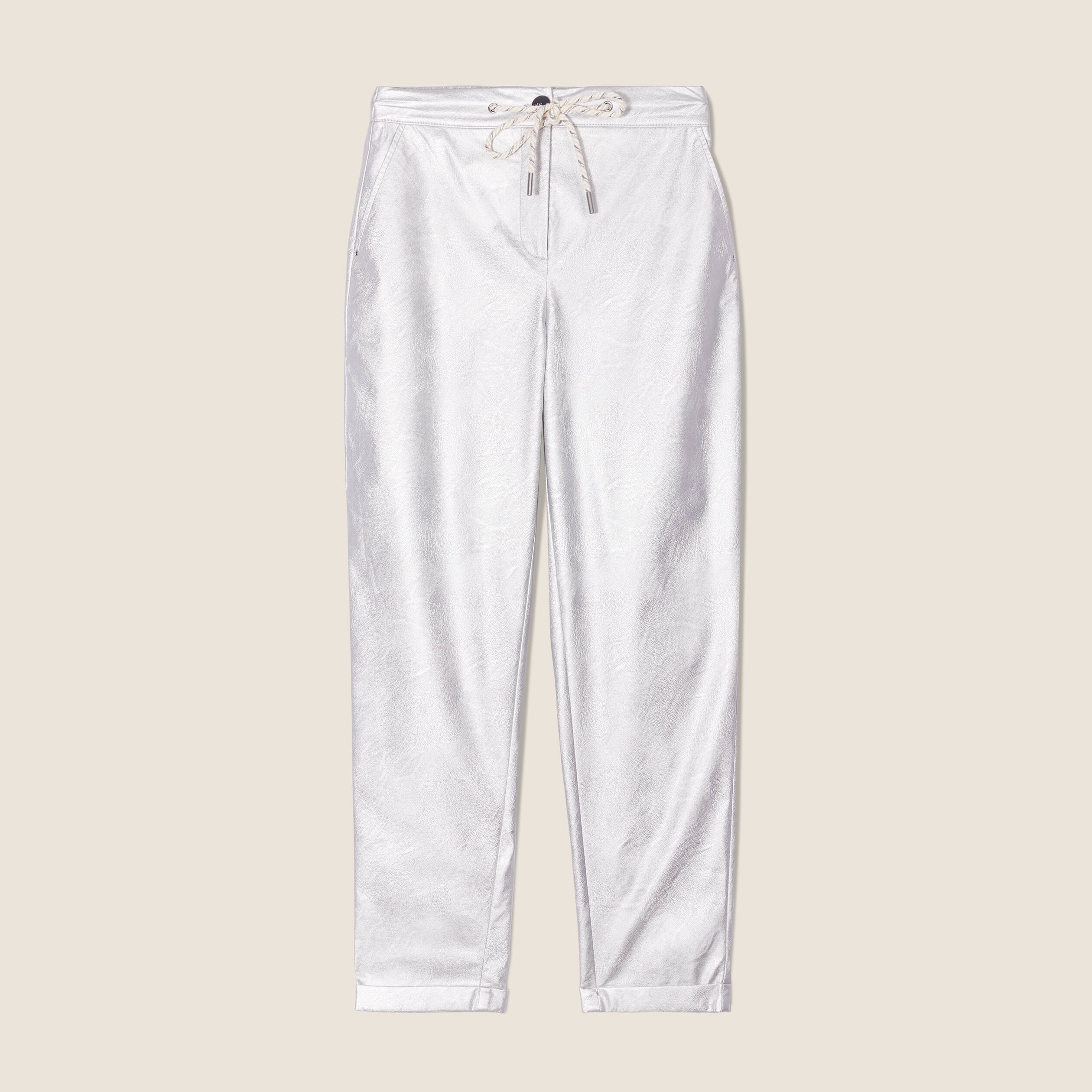 Pantalon large m tallis couleur argent femme