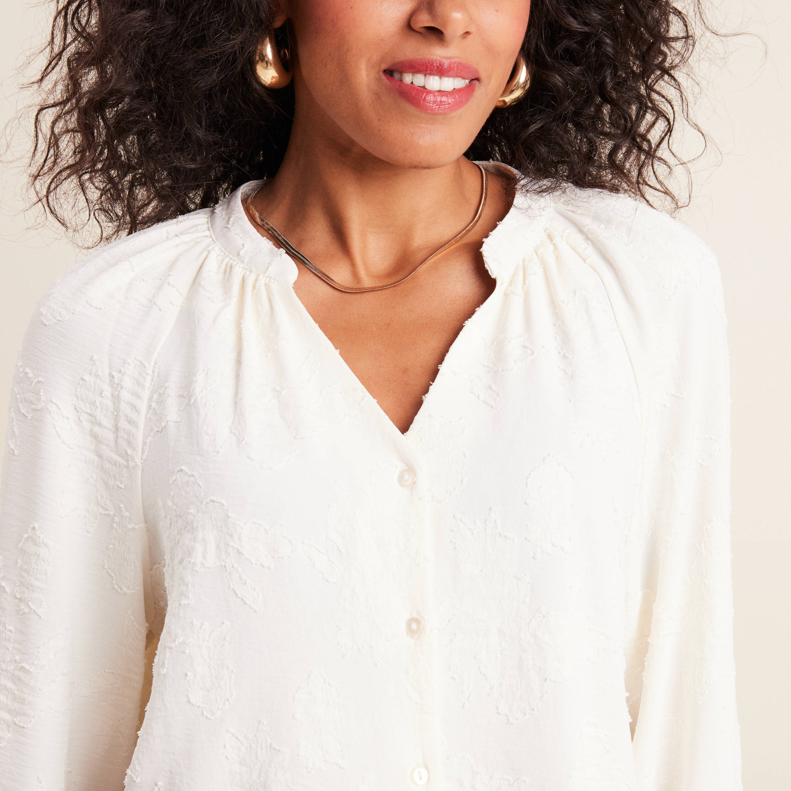 Blouse manches longues ecru femme Breal